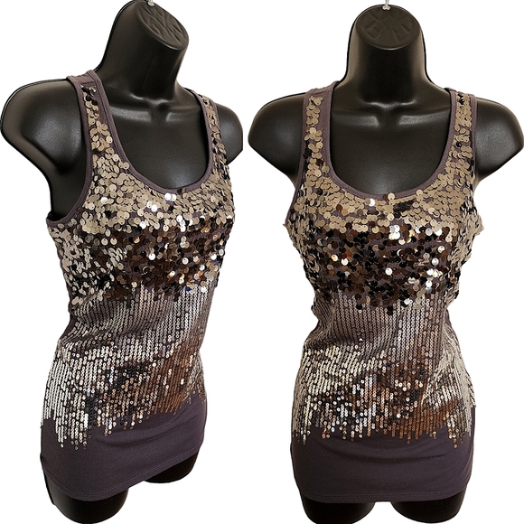 Roz & Ali Tops - ☆Roz & Ali Silver Sequin Grey Blouse☆